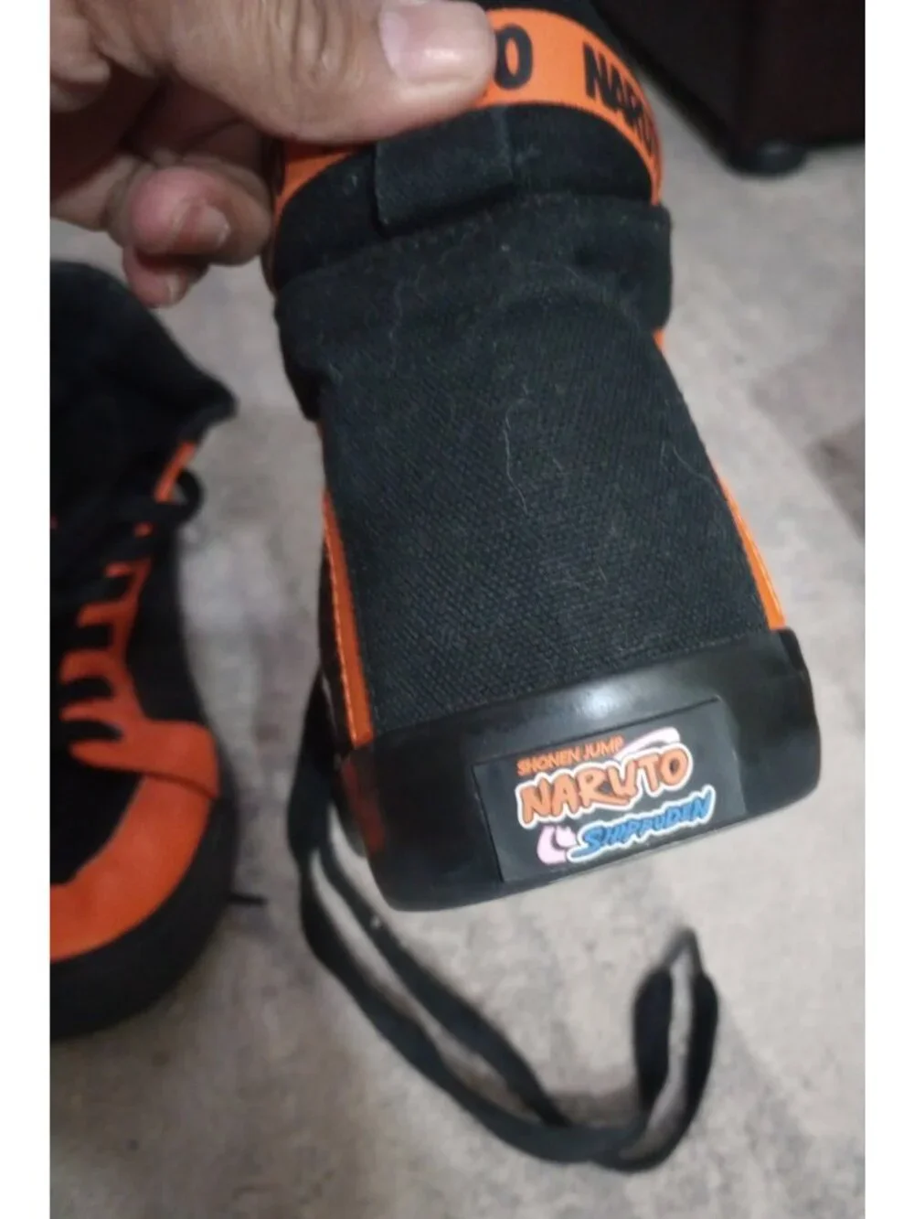 Naruto Shippuden High Top CANVAS  SHOES Men's size 10 Orange Black Lace Up